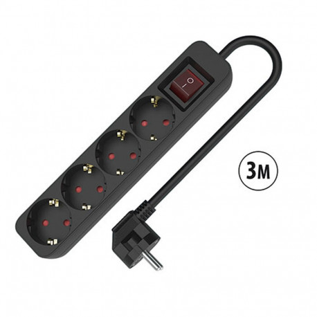 4-socket plugboard with power switch TM Electron TMUAD534SBK Black 3680 W (3 m)