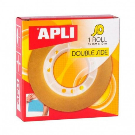 Double Sided Tape Apli Transparent 15 mm x 10 m 20 Pieces (4 Units)