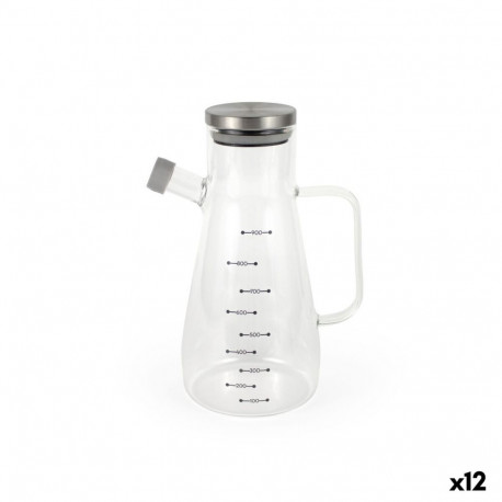 Boca za Ulje La Mediterránea Läbipaistev Hõbedane Silikoon Teras Borosilikaatklaas 900 ml (12 Ühikut