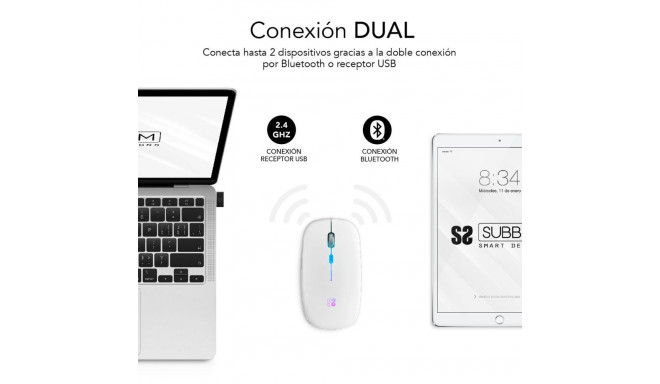 Wireless Bluetooth Mouse Subblim SUBMO-LDFLAT2 White 1600 dpi
