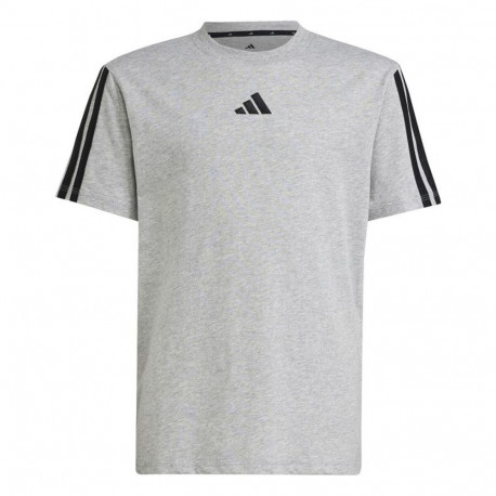 Child's Short Sleeve T-Shirt Adidas 3stripes Black Light grey