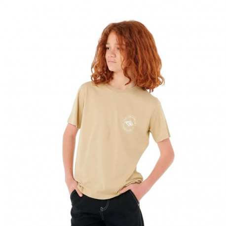 Child's Short Sleeve T-Shirt Rip Curl Stapler Tee Beige