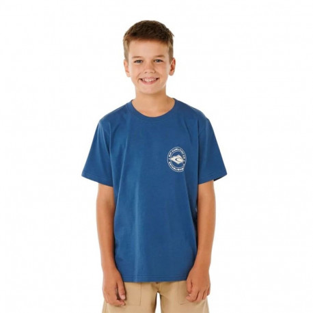 Child's Short Sleeve T-Shirt Rip Curl Stapler Blue Navy Blue