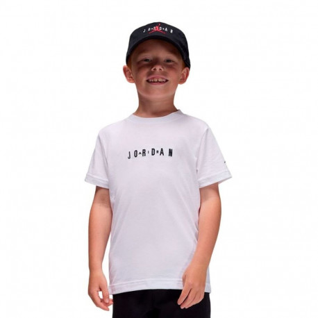 Child's Short Sleeve T-Shirt Jordan Mj Wordmark Emb Crew White