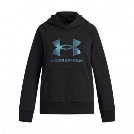 Tüdrukute kapuutsiga dressipluus Under Armour Rival Flc Shimmer Hdy Must - 8 aastat