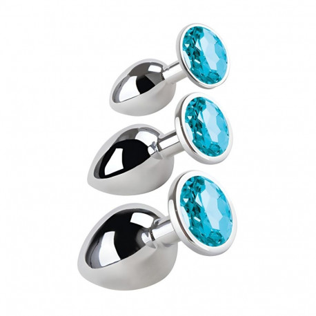 Anal plug S Pleasures Blue Silver