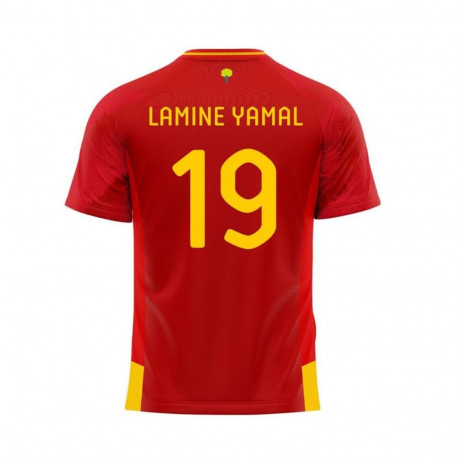 Children's Short Sleeved Football Shirt RFEF Lamine Yamal 19 Red - 4