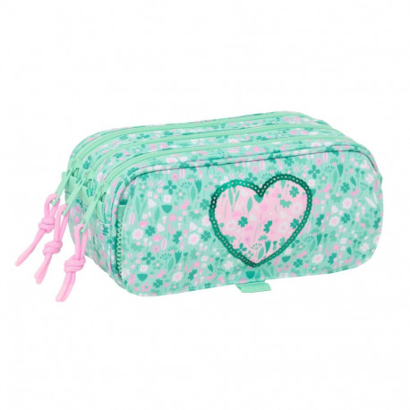 Kolme tõmblukuga pliiatsikarp Safta Cuore Mündiroheline 21,5 x 10 x 8 cm