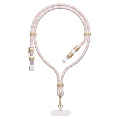 Dudao Dudao L20MAX 4in1 Cable / Lanyard USB-A / USB-C / Lightning PD QC 65W 1.5m - Pink