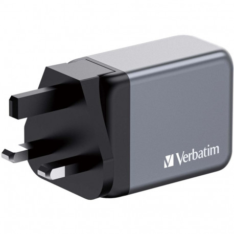 Verbatim GaN charger 65W, 1x USB-A, 2x USB-C (grey, PD 3.0, QC 3.0)