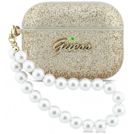 Guess Glitter Pearl Strap Case for AirPods Pro 3 - Gold