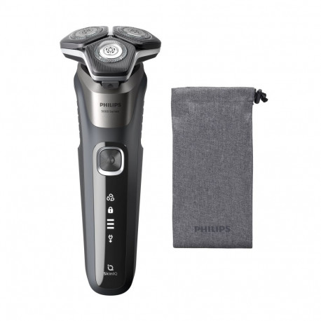 Philips Series 5000 wet and dry electric shaver S5887/10, SkinIQ, SteelPrecision blades, 360-D flexi