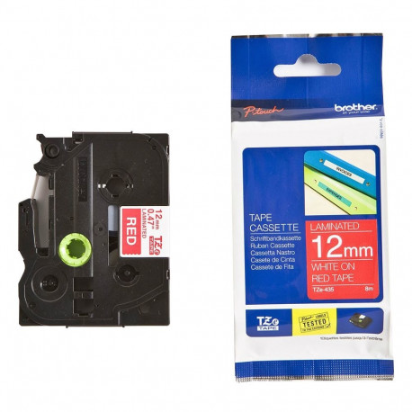 Kleepkirjalint/markeerimislint BROTHER TZE-435 12mm valge/punasel analoog