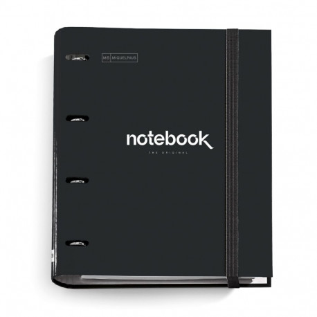 Kaustik A4 100l 5x5 ruut 5-värvi register, 4-D rõngaskaaned lam.kartong kummiga Emotions Black Mique