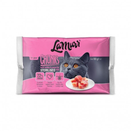 CAT FOOD LAMURR POUNCH STERILISED 4X100G