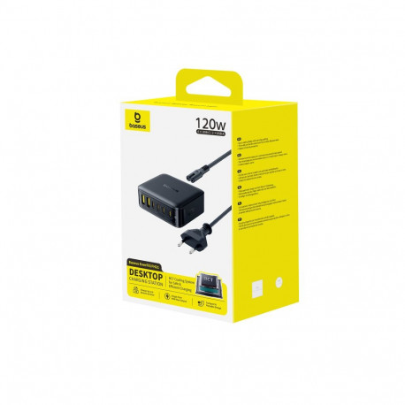 Laualaadimisjaam EnerFill FH21 120W 2xUSB-A + 4xUSB-C 1,5m, must