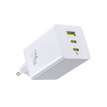 Wall Fast Charger EnerFill FE11 100W USB-A + 2xUSB-C QC PD, White