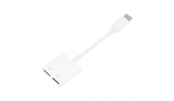 Adaptor AUX 2in1 Type C (male) to Type C (female) / Type C (female) BOX white [DAC]