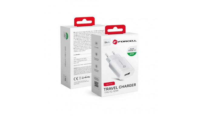 Phone charger Forcell F-Energy USB A QC3.0 2,4A 18W TFK-TC-1099 white