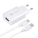 Phone charger Forcell F-Energy USB A QC3.0 2,4A 18W + cable USB A to USB C TFK-TC-1099 white