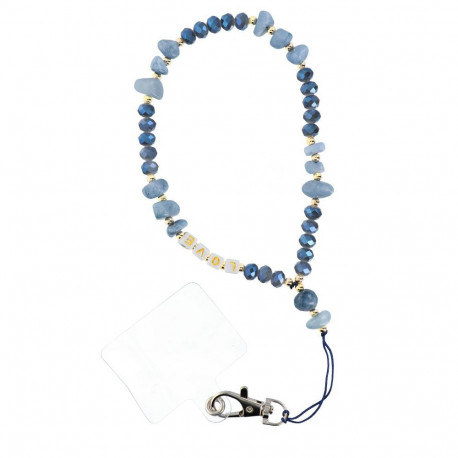 LOVE Phone lanyard, Phone pendant / cord length 44cm (22cm in the loop) / on hand - lite blue