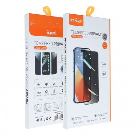6D Pro Veason Privacy Glass - for Iphone 13 / 16e / 17e (SE 4 2025) black
