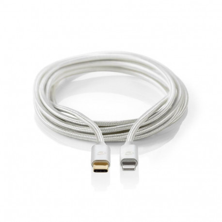 Nedis Apple Lightning Cable 8-Pin Male - USB-C, 1.00m, Aluminium