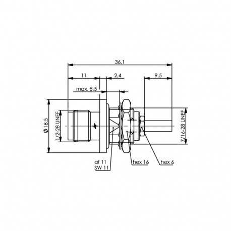 TNC bulkhead jack RG174/RG316 crimp/crimp Telegärtner