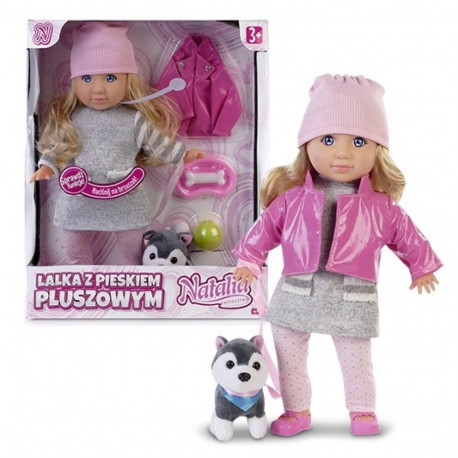 Natalia doll with a plush dog 35 cm