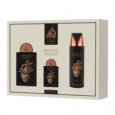 Lattafa parfüümvesi Brioche Vanille 100ml + lõhnastatud kehasprei 200ml + parfüümvesi 20ml