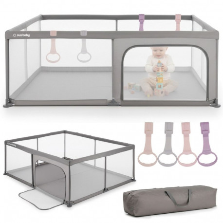 Laste mänguaedik suur mänguväljak 150x200x68cm st2 sangadega, hall