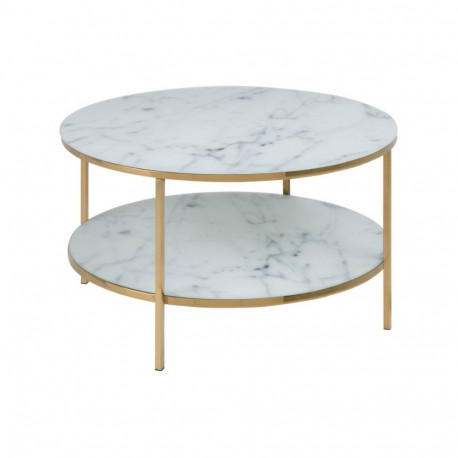 Diivanilaud ALISMA ümmargune Ø80x45 cm, valge marmor