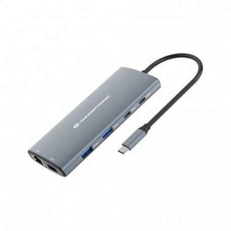 "CONCEPTRONIC 10-1 Dock USB-C->HDMI/2xUSB-C/3xUSB-A/+ 20cm gr"