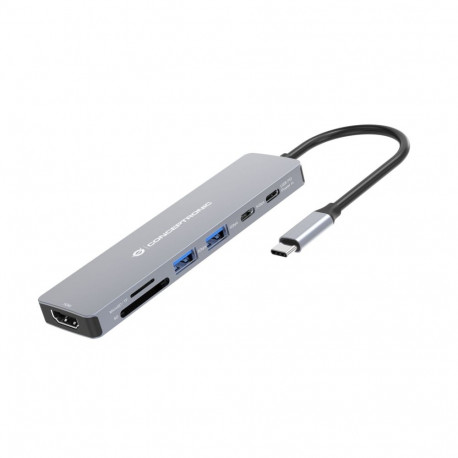 "CONCEPTRONIC 7-1 Dock USB-C->HDMI/USB-C/2xUSB-A/+ 25cm gr"