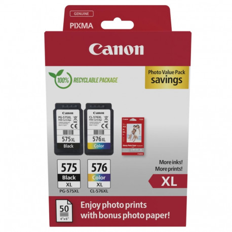 "Canon Tinte PG-575XL/CL-576XL 5437C006 2er Multipack (BK/Color) inkl. Fotopapier"