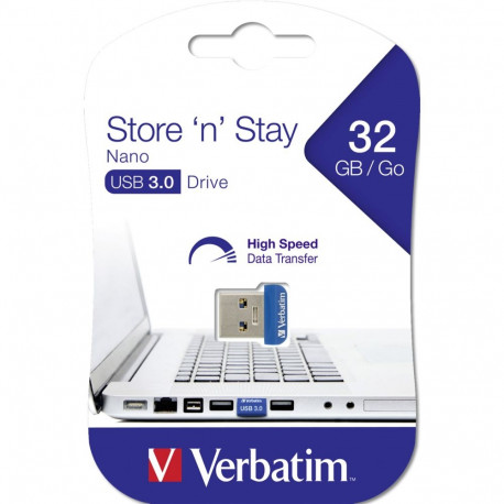 "STICK 32GB USB 3.0 Verbatim Store'n'Stay Nano blue"