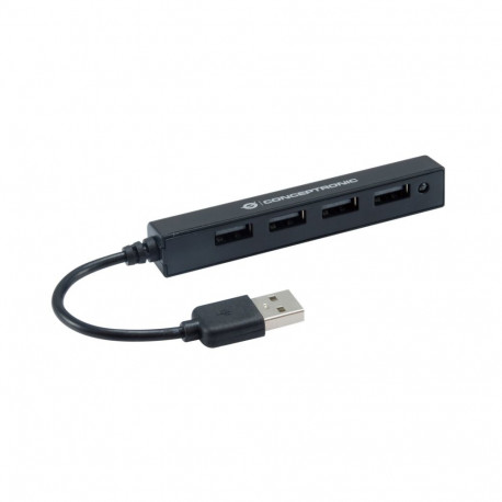 "CONCEPTRONIC 4-Port Hub USB-A2.0->4xA2.0 schlank o.Netz. sw"