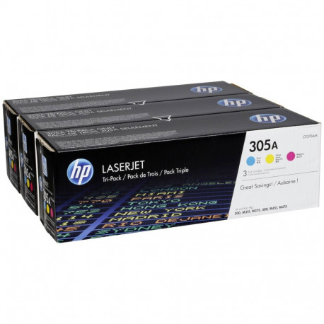 "HP 305A original Toner cartridge CF370AM cyan magenta yellow standard capacity 2.600 pages 3-pack"