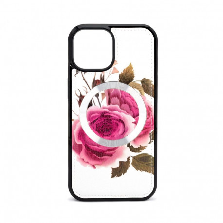 Evelatus Apple iPhone 14 Leather Case Zipper Design Flower White