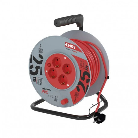 PVC pikendusjuhtmete spiraal - 4 pistikupesa, 25m, 1,5mm2 SCHUKO