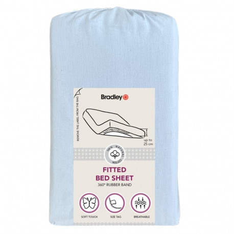 Bradley kummiga voodilina, 120 x 200 x 25 cm, tekstiilist kotis, aqua