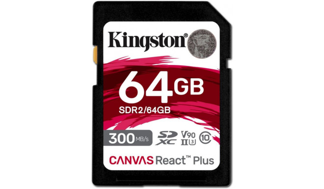 Kingston mälukaart SDXC 64GB Canvas React Plus UHS-II U3 V90