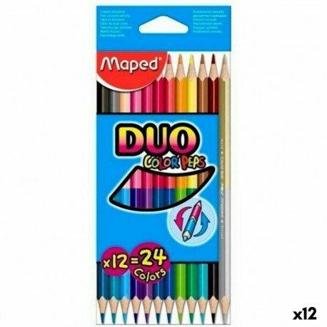 Värvilised pliiatsid Maped Duo Color' Peps	 Mitmevärviline Kahe otsaga 12 Tükid, osad (12 Ühikut)