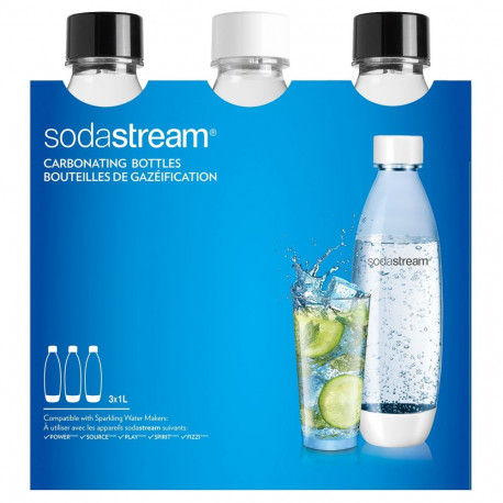 SodaStream PET-pudelite 3-pakk, must/valge