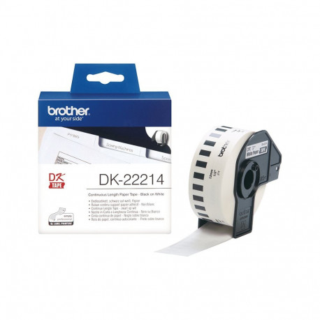 Brother DK22214 pidevad paberist etiketid, must valgel, 12mm x 30,48m