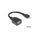 "Kabel USB micro-B Stecker > USB 2.0-A Buchse OTG flexibel 15 cm"