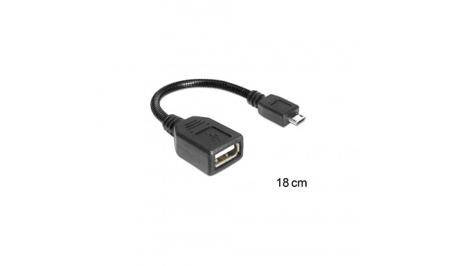 USB micro-B pistikuga > USB 2.0-A pesaga OTG-kaabel, painduv, 15cm