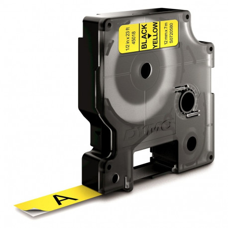 Dymo D1 iseliimuvad etiketid S0720580 12 mm x 7 m must kollasel