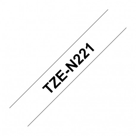Brother TZe N221 lamineerimata etiketiliint, must valgel