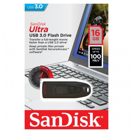 "STICK 16GB USB 3.0 Sandisk Ultra Black"